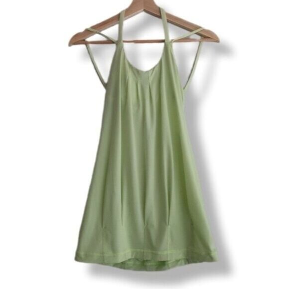 LULULEMON Neon Green Tank Top Draped Back Sz 4 Flawed - Picture 7 of 12